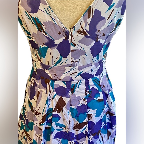 Carole Little Sleeveless Floral Midi Dress in Teal, Purple & Cream - Picture 5 of 9